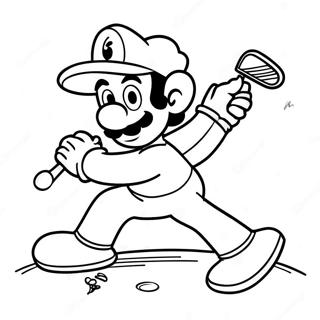 Luigi Swinging Golf Club Coloring Page 60964-48233