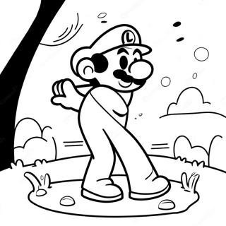 Luigi Swinging Golf Club Coloring Page 60964-48235