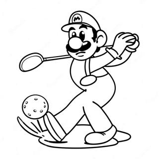 Luigi Swinging Golf Club Coloring Page 60964-48236