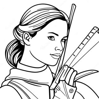 Brave Katniss Everdeen In Action Coloring Page 61164-48405