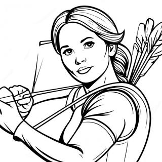 Brave Katniss Everdeen In Action Coloring Page 61164-48406