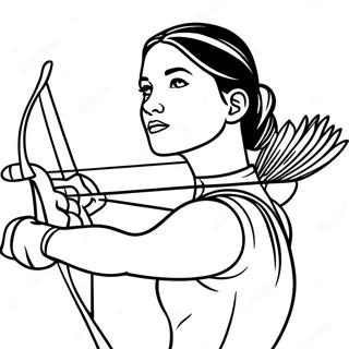 Brave Katniss Everdeen In Action Coloring Page 61164-48408