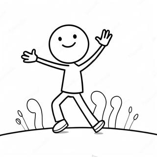 Happy Stick Figure Dancing Coloring Page 61214-48450