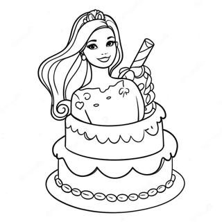 Barbie Cake Coloring Pages