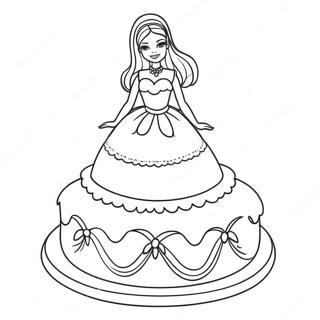 Barbie Cake Decorating Coloring Page 61763-48864