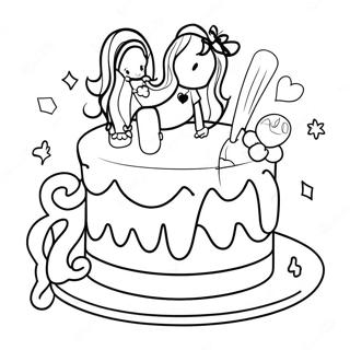 Barbie Birthday Cake Coloring Page 61764-48882