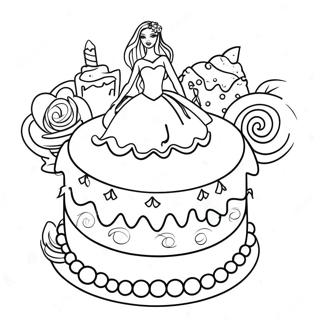 Barbie Birthday Cake Coloring Page 61764-48883