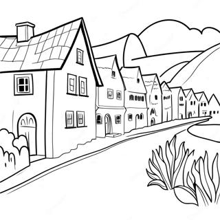 Charming Swiss Village Coloring Page 61864-48953