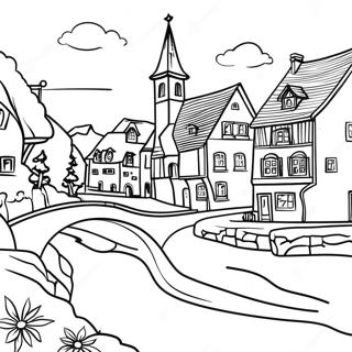 Charming Swiss Village Coloring Page 61864-48955