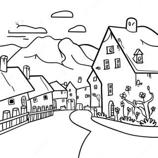 Charming Swiss Village Coloring Page 61864-48956