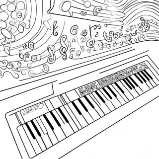 Colorful Keyboard With Musical Notes Coloring Page 61954-49029