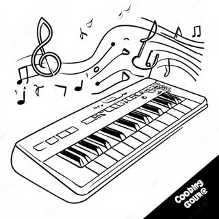 Colorful Keyboard With Musical Notes Coloring Page 61954-49031