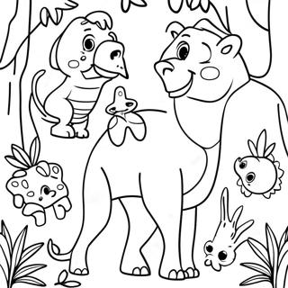 Colorful Jungle Animals Coloring Page 61994-49041