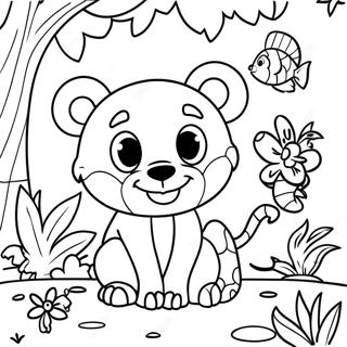 Colorful Jungle Animals Coloring Page 61994-49044