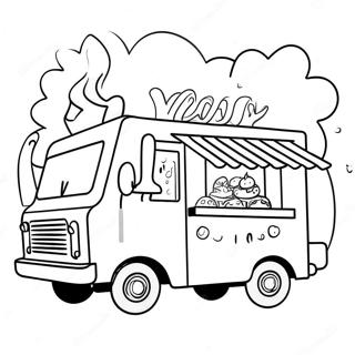 Cute Food Truck With Happy Customers Coloring Page 62084-49118