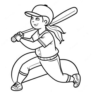 Softball Player Swinging Bat Coloring Page 620-493