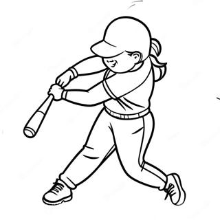 Softball Player Swinging Bat Coloring Page 620-494