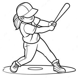 Softball Player Swinging Bat Coloring Page 620-495