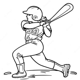 Softball Player Swinging Bat Coloring Page 620-496