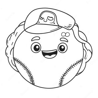 Cute Softball With Smile Coloring Page 621-497