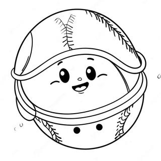 Cute Softball With Smile Coloring Page 621-499