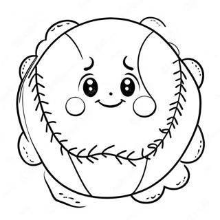 Cute Softball With Smile Coloring Page 621-500