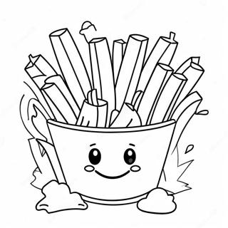 Cute French Fries With Smiley Face Coloring Page 62204-49225