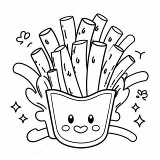 Cute French Fries With Smiley Face Coloring Page 62204-49228