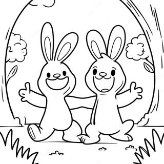 Funny Rabbids Playing In The Park Coloring Page 62234-49247