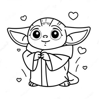 Baby Yoda Valentine Coloring Pages