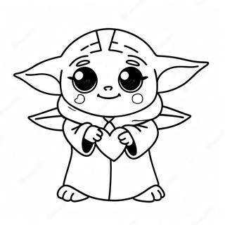 Cute Baby Yoda With Heart Coloring Page 62294-49310