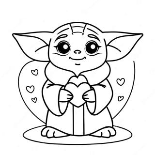 Cute Baby Yoda With Heart Coloring Page 62294-49311