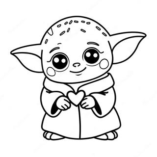 Cute Baby Yoda With Heart Coloring Page 62294-49312