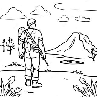 Survivor In A Deserted Landscape Coloring Page 62384-49365