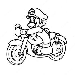 Mario On Motorcycle Coloring Pages