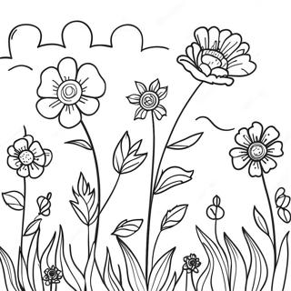 Feld Mit Bunten Blumen Ausmalbild 62463-49433