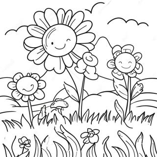 Field With Colorful Flowers Coloring Page 62463-49434