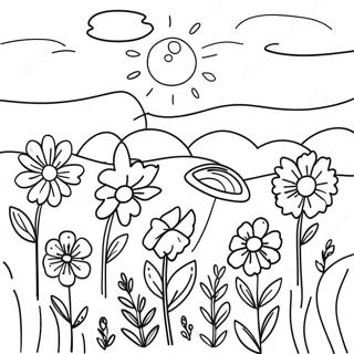 Field With Colorful Flowers Coloring Page 62463-49435