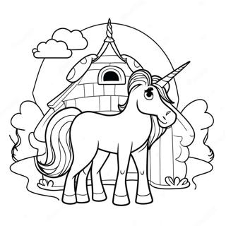 Unicorn House Coloring Pages