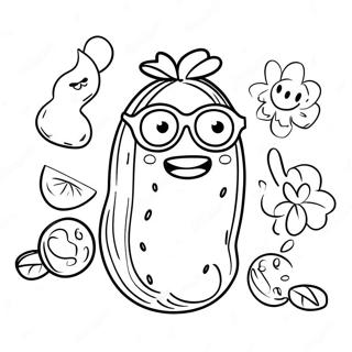 Funny Cucumber With Sunglasses Coloring Page 62774-49669