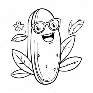 Funny Cucumber With Sunglasses Coloring Page 62774-49671