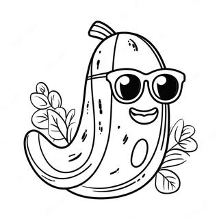 Funny Cucumber With Sunglasses Coloring Page 62774-49672