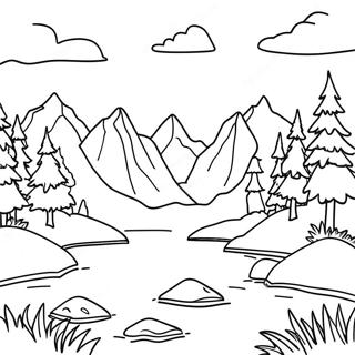 Lake Scene With Majestic Mountains Coloring Page 62783-49681