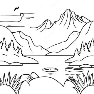 Lake Scene With Majestic Mountains Coloring Page 62783-49683