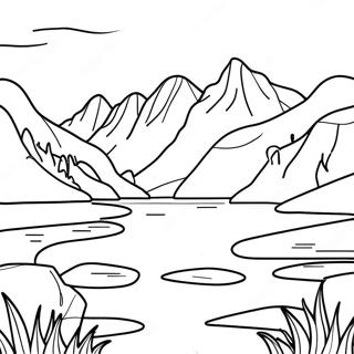 Lake Scene With Majestic Mountains Coloring Page 62783-49684