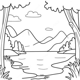 Serene Sunset Over Calm Lake Coloring Page 62784-49685