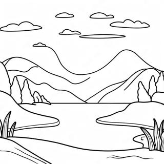 Serene Sunset Over Calm Lake Coloring Page 62784-49687