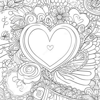 Charming Vintage Valentine Card Coloring Page 62814-49707