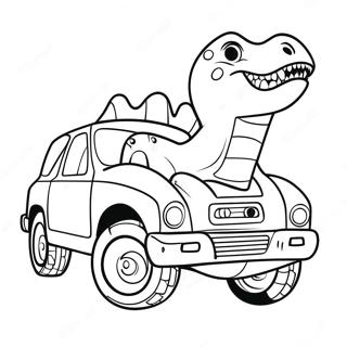 Dinosaur Car Coloring Pages