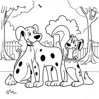 Playful 101 Dalmatians In A Park Coloring Page 62894-49771